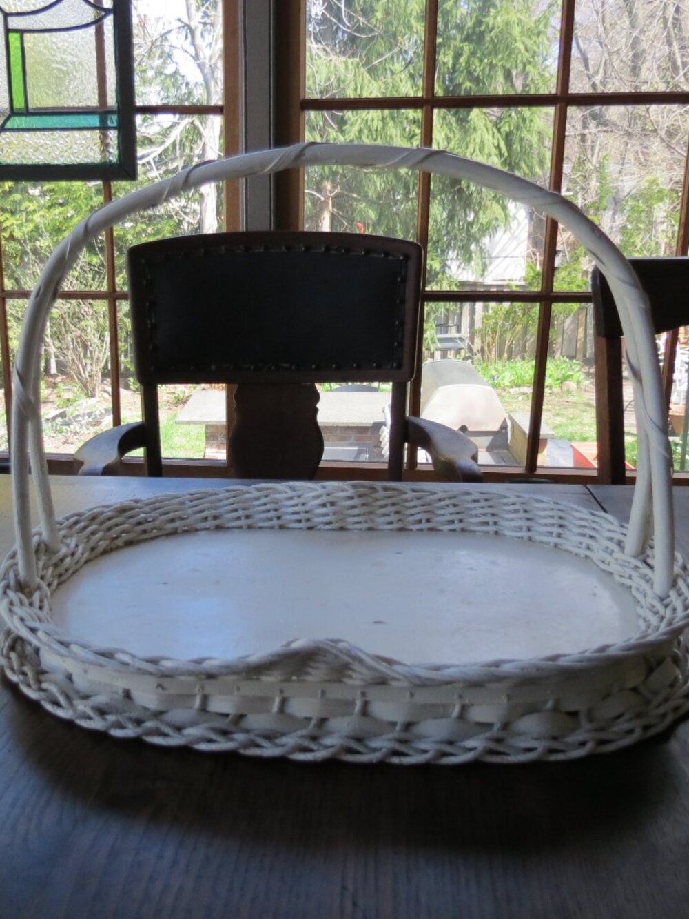 Wicker Tray Basket Vintage White Fruit Flowers Nuts HARRY & DAVID OREGON